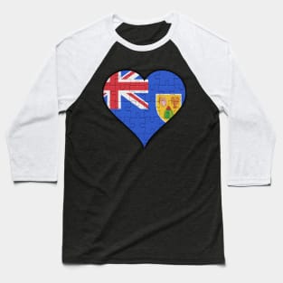 Turks And Caicos Jigsaw Puzzle Heart Design - Gift for Turks And Caicos With Turks And Caicos Roots Baseball T-Shirt